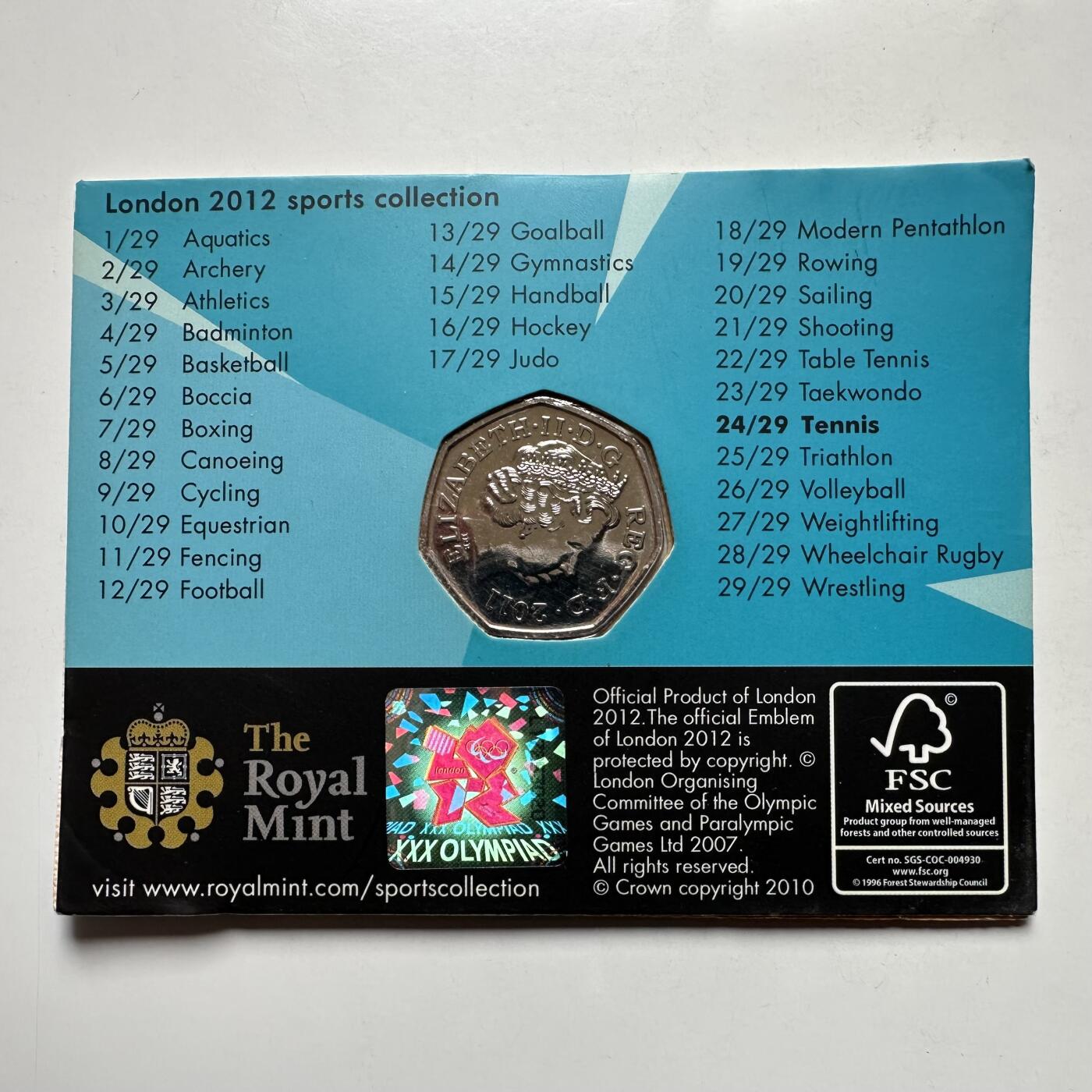 🌹外币初藏🌹🐯2026年第26场  各国纪念币专场 每周二四六晚8️⃣点 接代拍 英国2011年伦敦奥运会 网球50便士纪念币