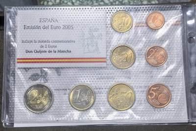 北京马甸外国币专卖第148期，非贵金属外国流通币，纪念币币，中国早期纪念币专场，陆续上拍，欢迎关注 - 2005年版西班牙唐诘歌德纪念流通币一套