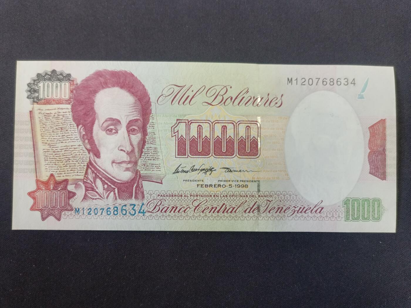 【游宝拍卖】丙午马年第8期 委内瑞拉-1000玻利瓦尔【1998年 全新UNC-】