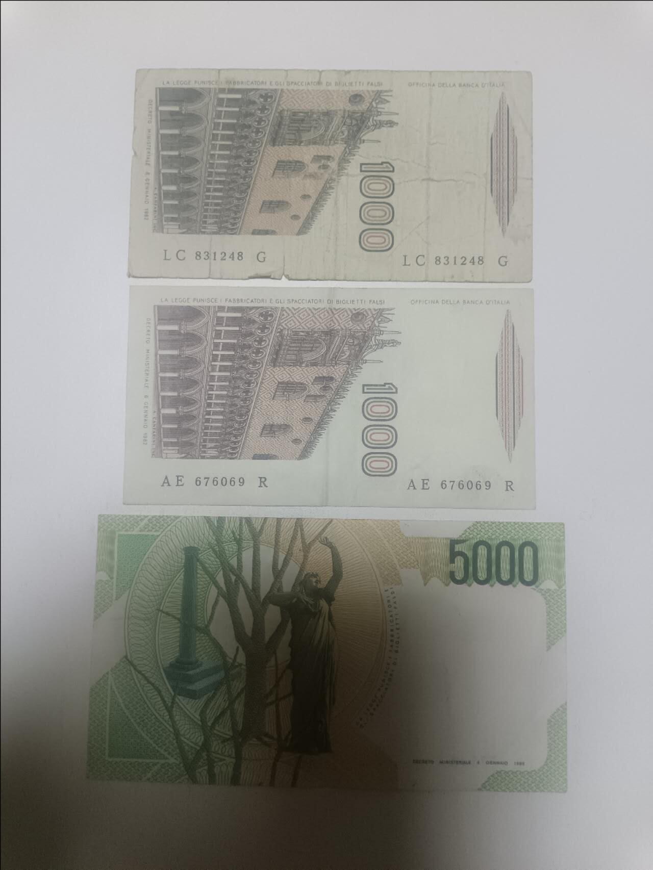 【20260310】非全新纸币和硬币第342场 意大利3张纸币，有裂缝