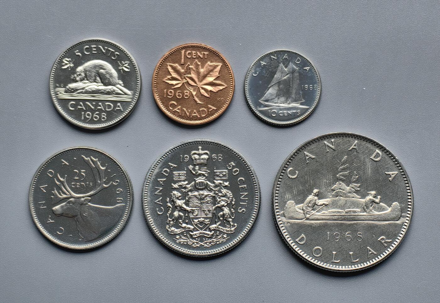 《崇甫堂》—外币小精品专场⑨ 加拿大1968年全套六枚组 KM#76.1