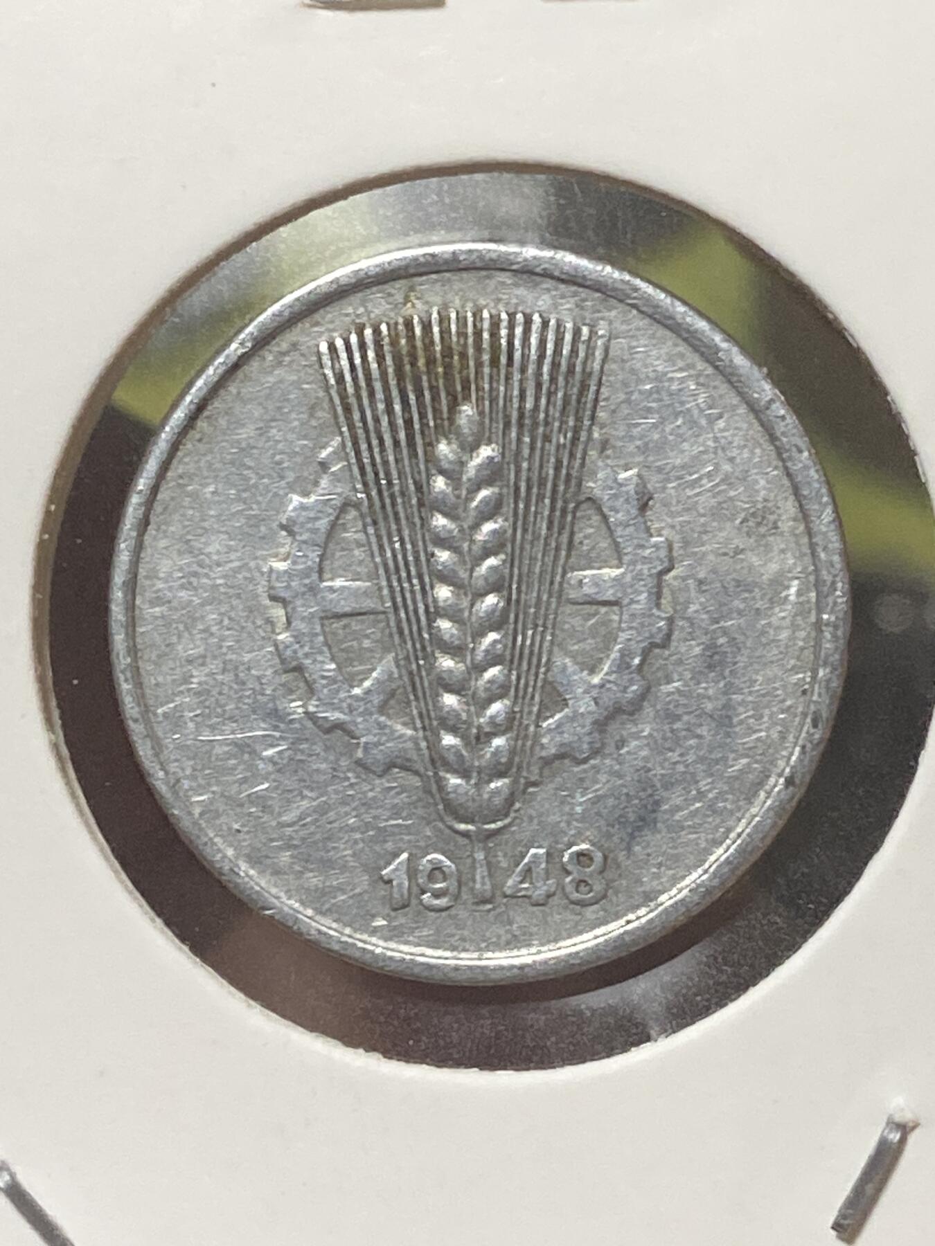 2026年第三十四场(总第二百零三场）外国精品纸夹币场(免佣金) 少见–民主德国1948年5芬尼(第一版，A标柏林造)