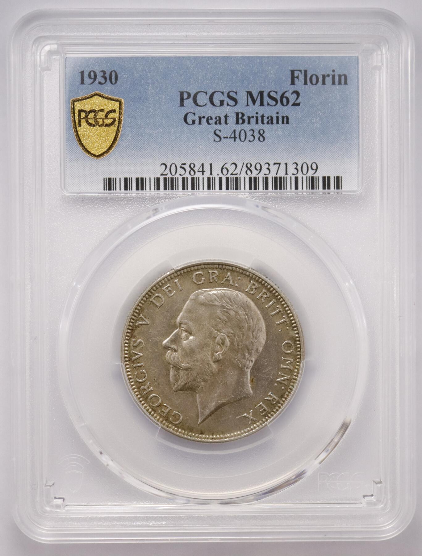 观钱近现代机制币拍卖No.003  英国 1930 年乔治五世弗洛林（Florin）银币 PCGS MS62