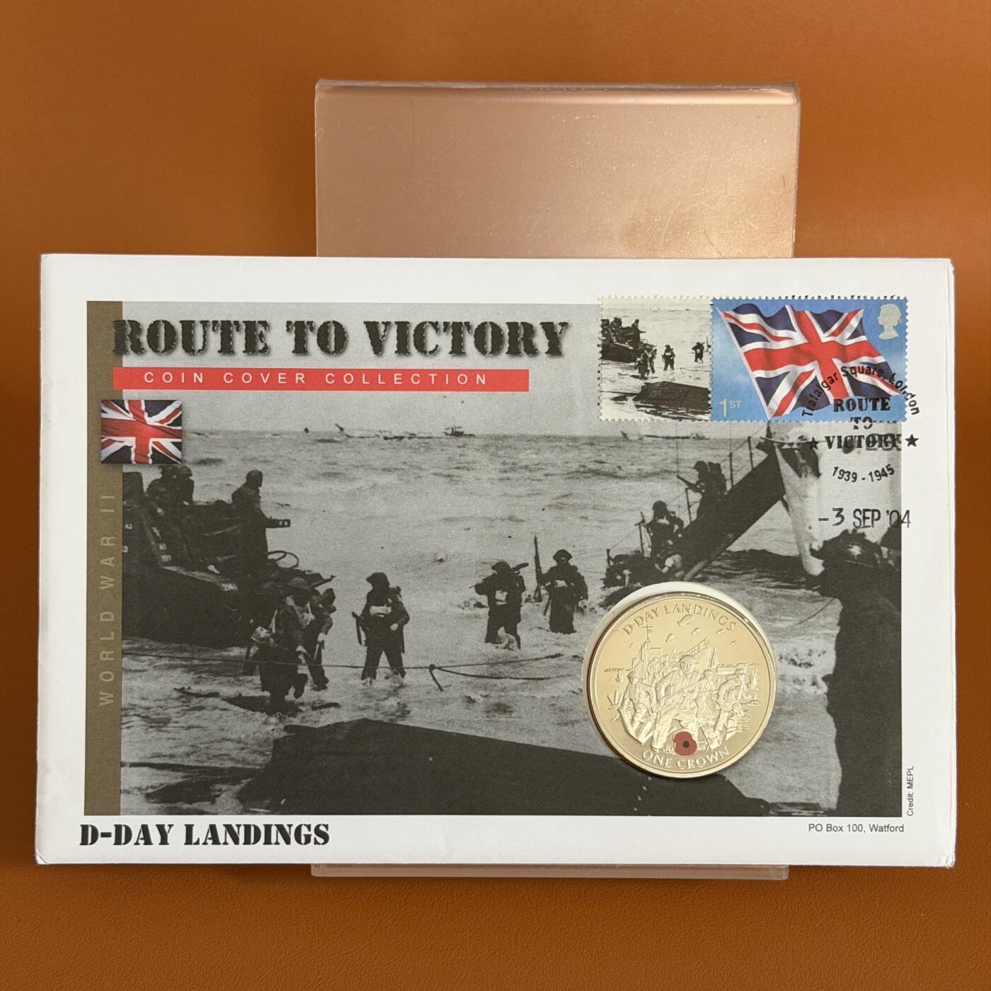 ＜星葵🌻钱币社＞硬币场·第71期·3月10日发货 〈邮币封〉直布罗陀2004年诺曼底登陆1克朗彩色精制纪念币