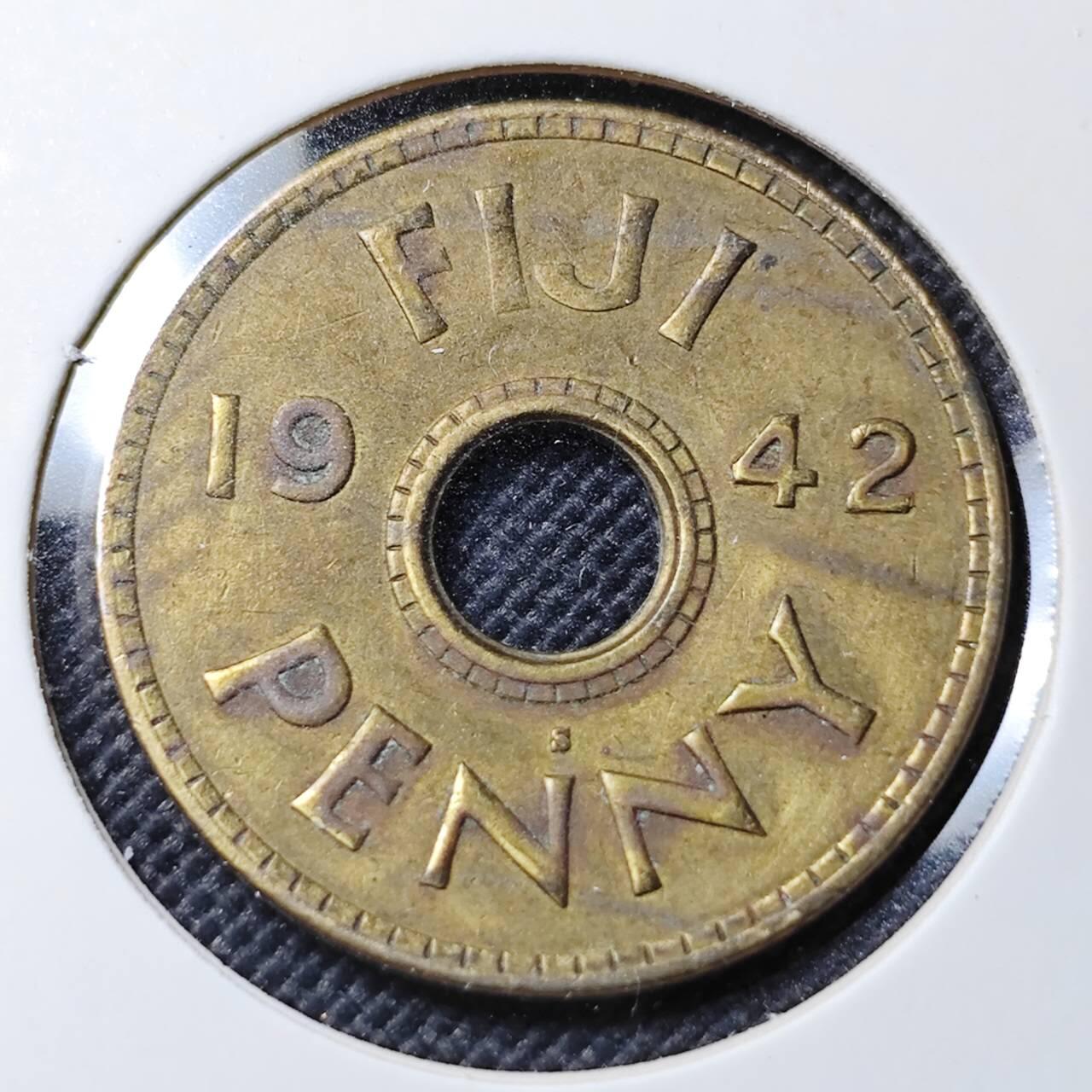 KK钱币收藏小铺   第403期 2月预留时间 周末发货  1942斐济1便士铜币