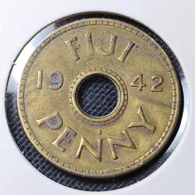 KK钱币收藏小铺   第403期 2月预留时间 周末发货 -  1942斐济1便士铜币