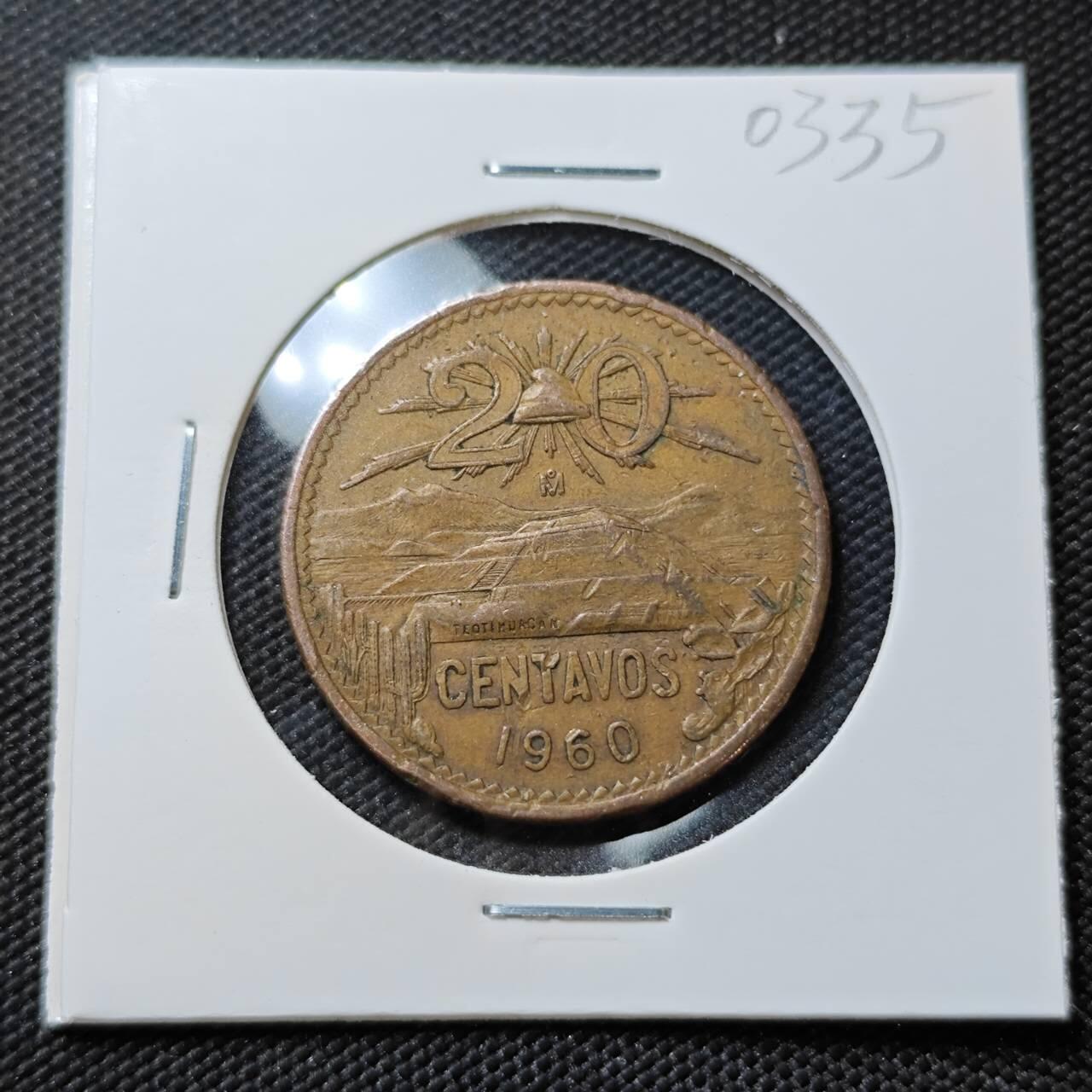 KK钱币收藏小铺   第403期 2月预留时间 周末发货  1960墨西哥20分铜币