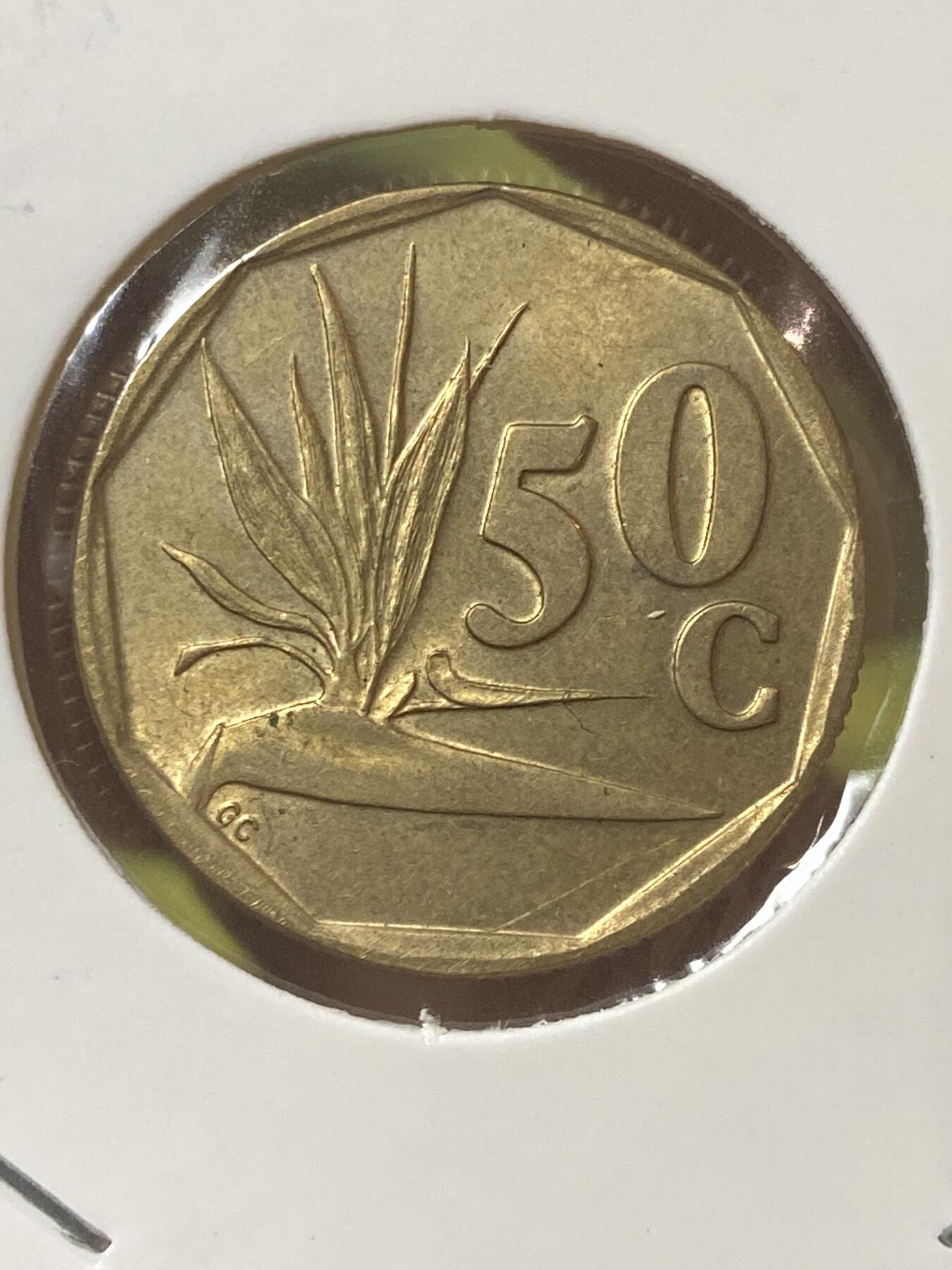 2026年第三十四场(总第二百零三场）外国精品纸夹币场(免佣金) 南非🇿🇦1991年50分(独立后第八套流通硬币)