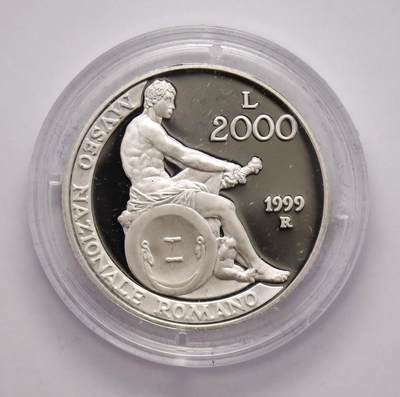 观钱近现代机制币拍卖No.003  意大利 1999 年罗马国家博物馆 2000 里拉纪念银币