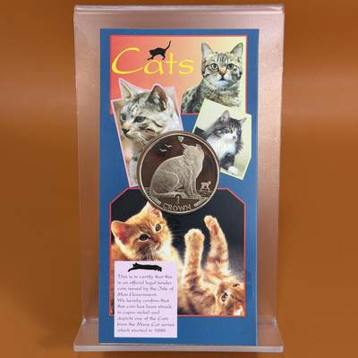 ＜星葵🌻钱币社＞硬币场·第71期·3月10日发货 - 马恩岛1990年纽约流浪猫卡装1克朗纪念币