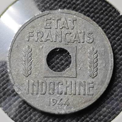KK钱币收藏小铺   第403期 2月预留时间 周末发货 -  1944法属印支1/4分锌币