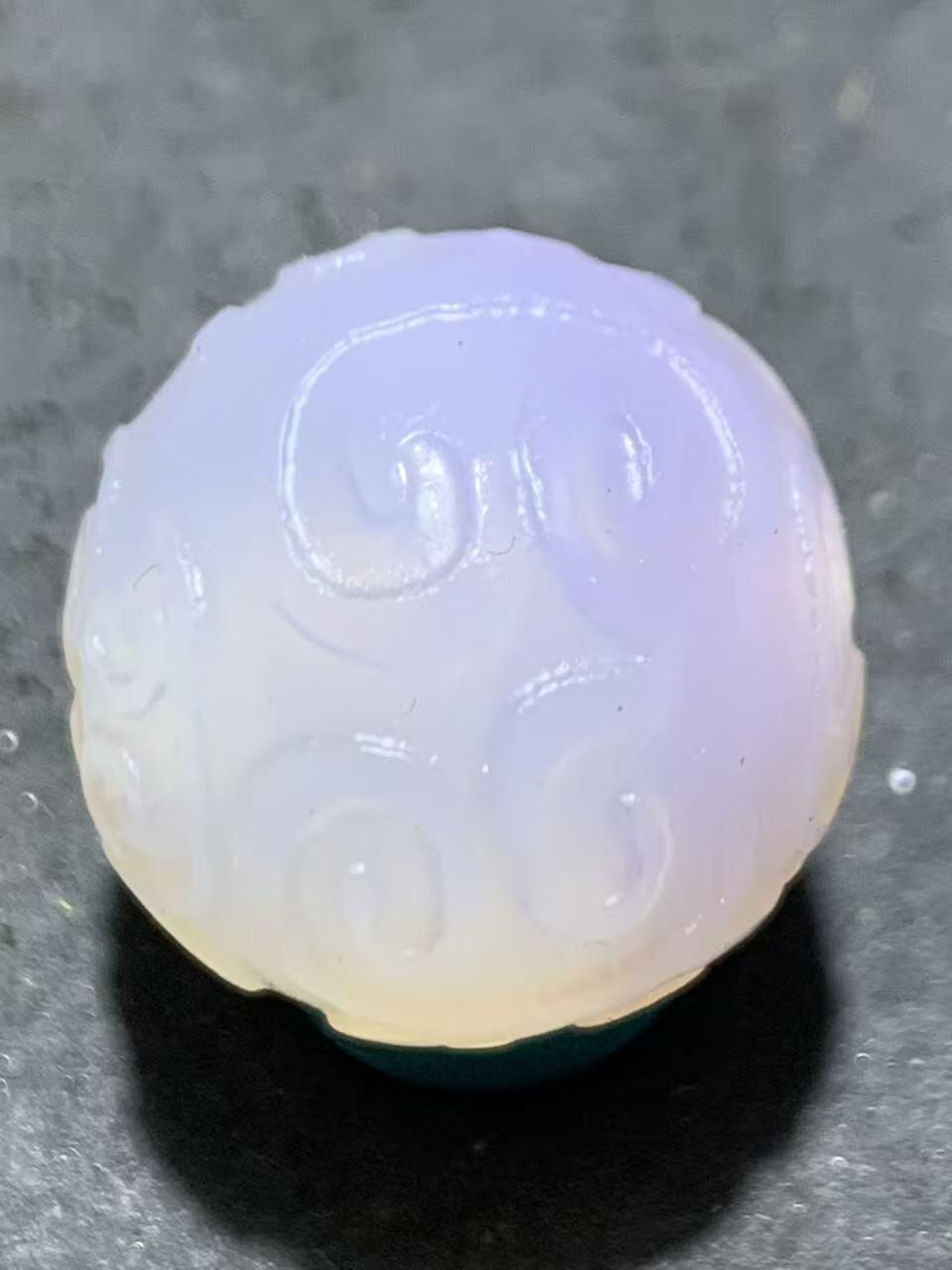 稀有紫罗兰高冰荧光润料玛瑙随形回纹珠一颗，