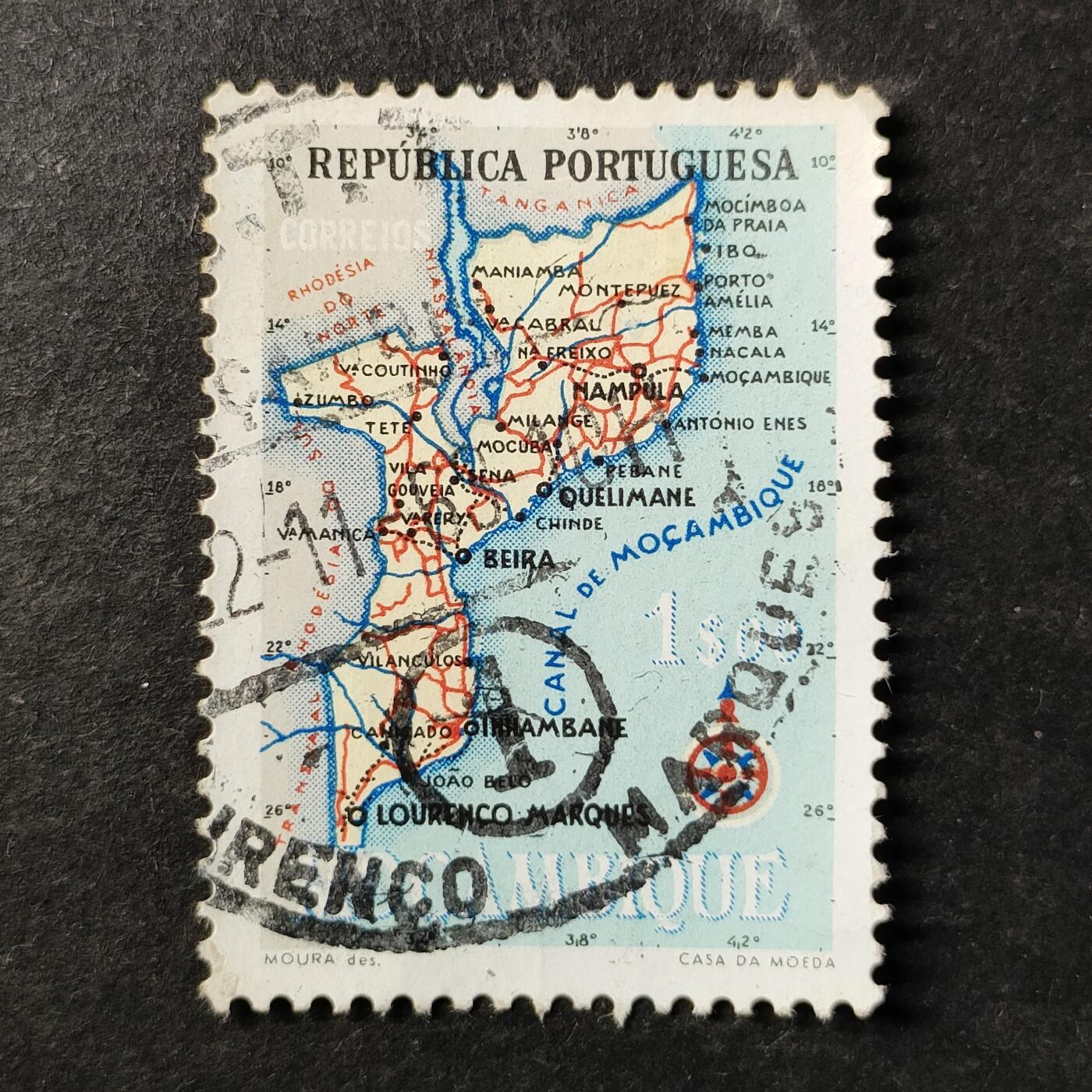↓君缘收藏755期☞钱币邮品↓无佣金、可寄存、满30元包邮  葡属莫桑比克邮票，1954年莫桑比克地图邮票
