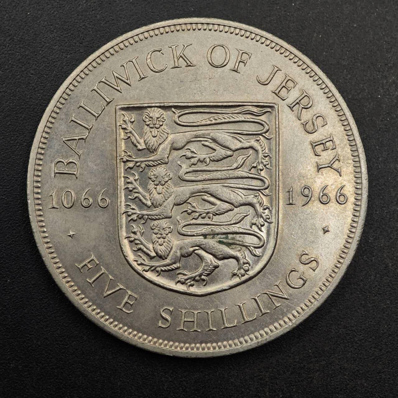 【淘币小摊】实时拍第八百七十七拍   散币场    每周一统一发货 泽西岛1966年5先令纪念币