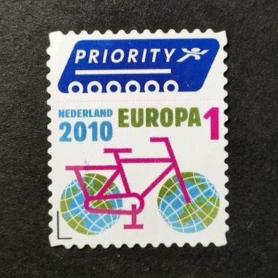 ↓君缘收藏756期☞钱币邮品↓无佣金、可寄存、满30元包邮  - 荷兰邮票，2010年环境保护·带地球仪的自行车邮票