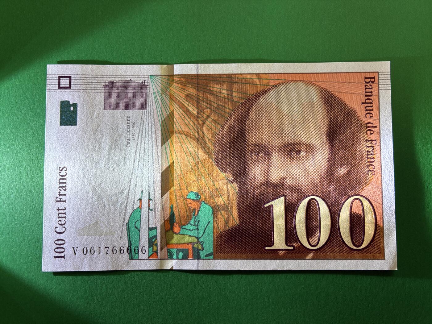 咖啡豆•收藏 2026年Mar_13th世界各国纸币拍卖 法国 1998年 100法郎 全新UNC 外国纸币 老虎号66666