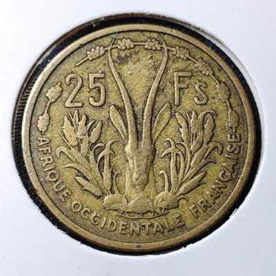 KK钱币收藏小铺   第403期 2月预留时间 周末发货 -  法属西非25法郎铜币