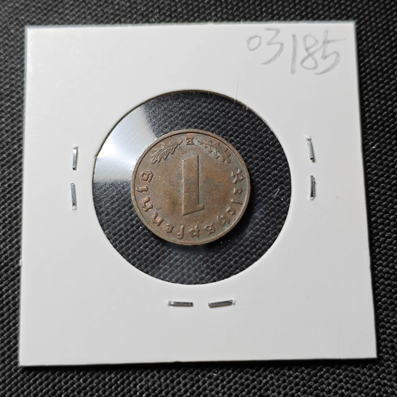 KK钱币收藏小铺   第403期 2月预留时间 周末发货 1937 德国1芬尼铜币