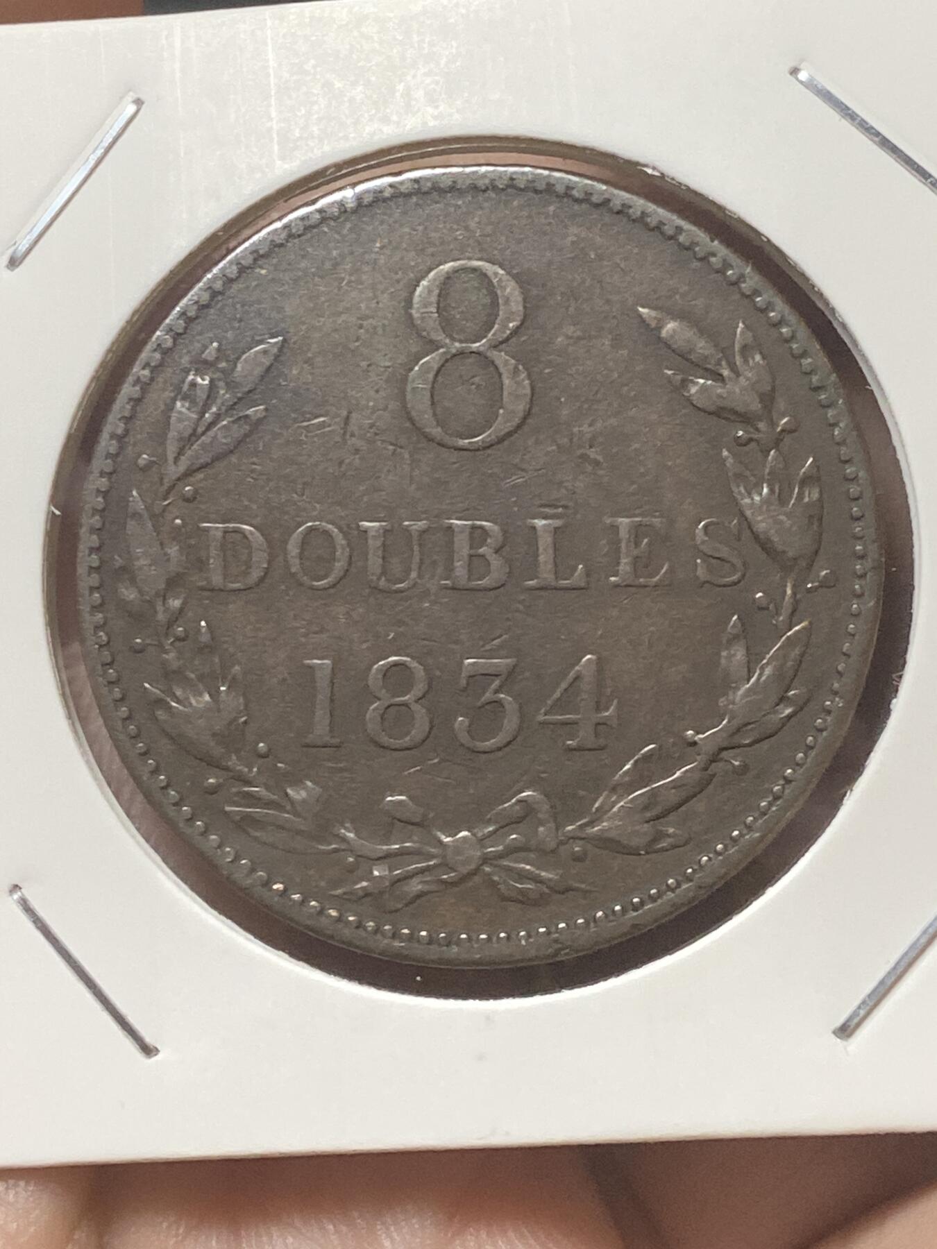 2026年第三十四场(总第二百零三场）外国精品纸夹币场(免佣金) 厚重流通好品–英属根西岛🇬🇬1834年8道布(威廉四世时期，第一版8道布)