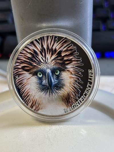 第193期拍卖 - 库克2019年壮丽生命曲系列5菲律宾鹰高浮雕彩色纪念银币，1盎司，发行999枚，999银