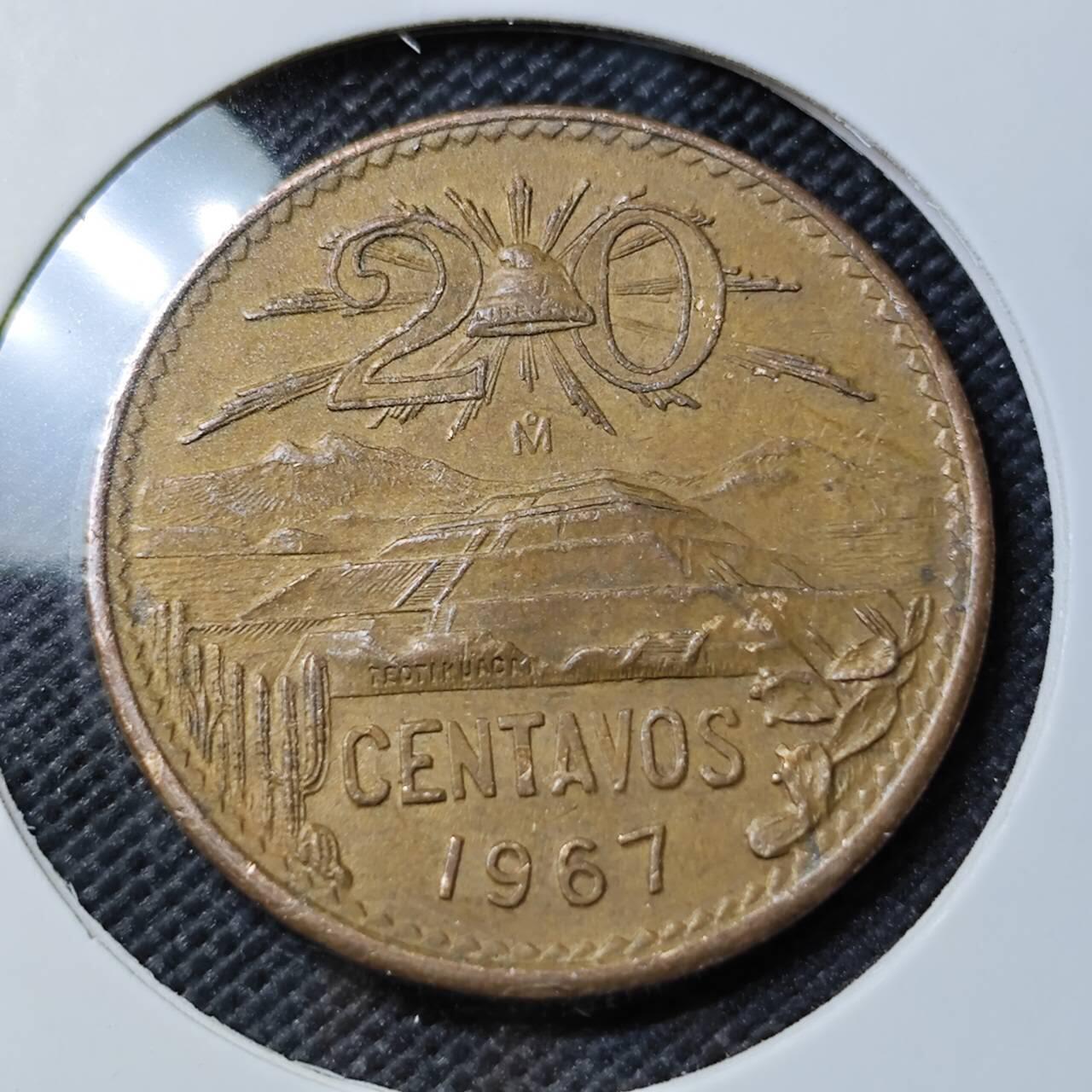 KK钱币收藏小铺   第403期 2月预留时间 周末发货  1967墨西哥20分铜币