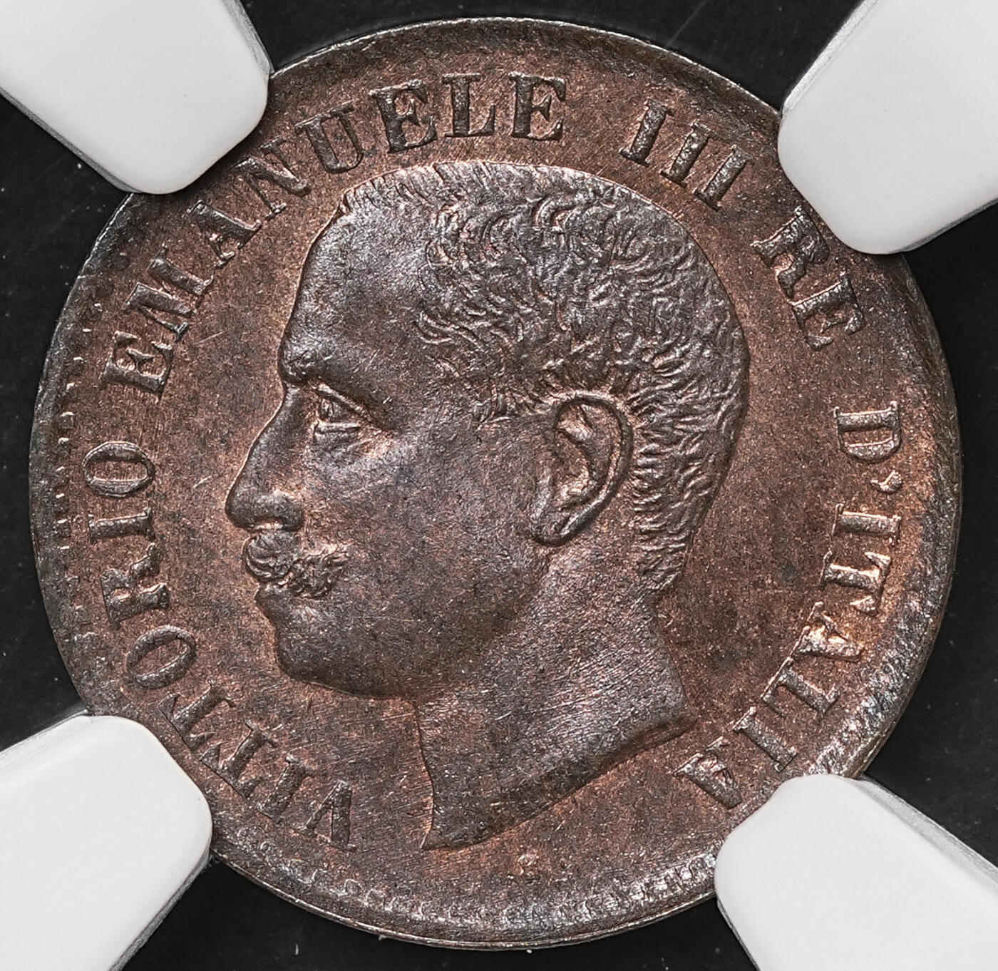 修遠堂世界钱币第106期，请看参拍说明 NGC MS64BN 1904年意大利1分铜币