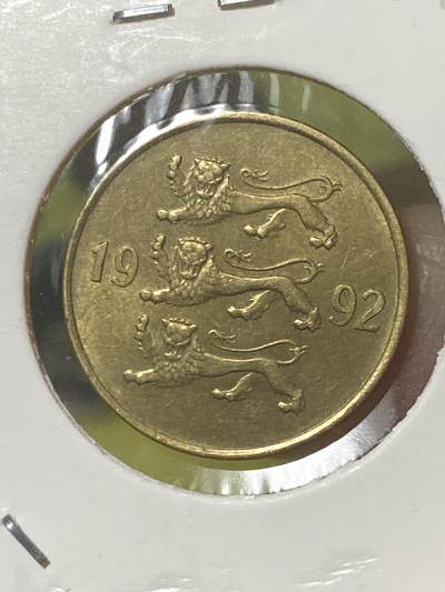 2026年第三十四场(总第二百零三场）外国精品纸夹币场(免佣金) - 爱沙尼亚🇪🇪1992年20分(第三套第一版，首发年，铝青铜材质版)