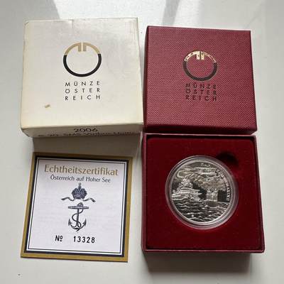 🌹外币初藏🌹🐯2026年第26场  各国纪念币专场 每周二四六晚8️⃣点 接代拍 - 奥地利2006年海上奥地利SMS维里布斯乌尼蒂斯20欧元银币，90%银34mm，18g，精制币