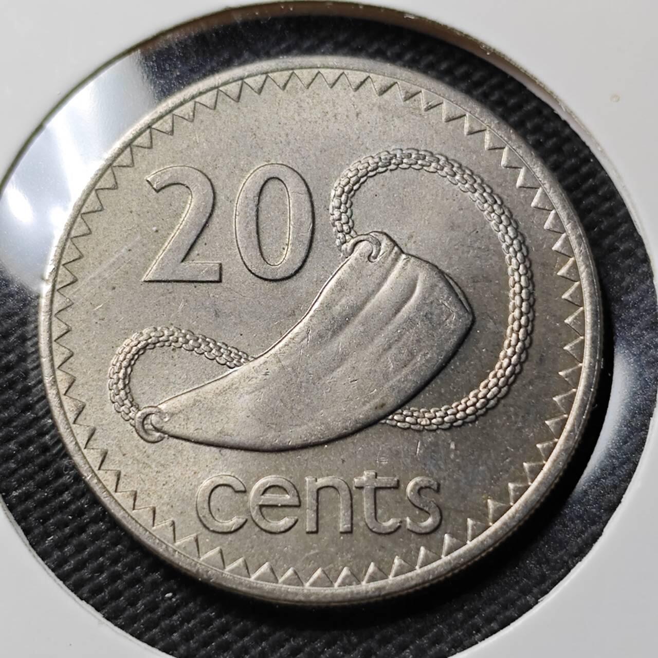 KK钱币收藏小铺   第402期 2月预留时间 周末发货  1987斐济20分 好品