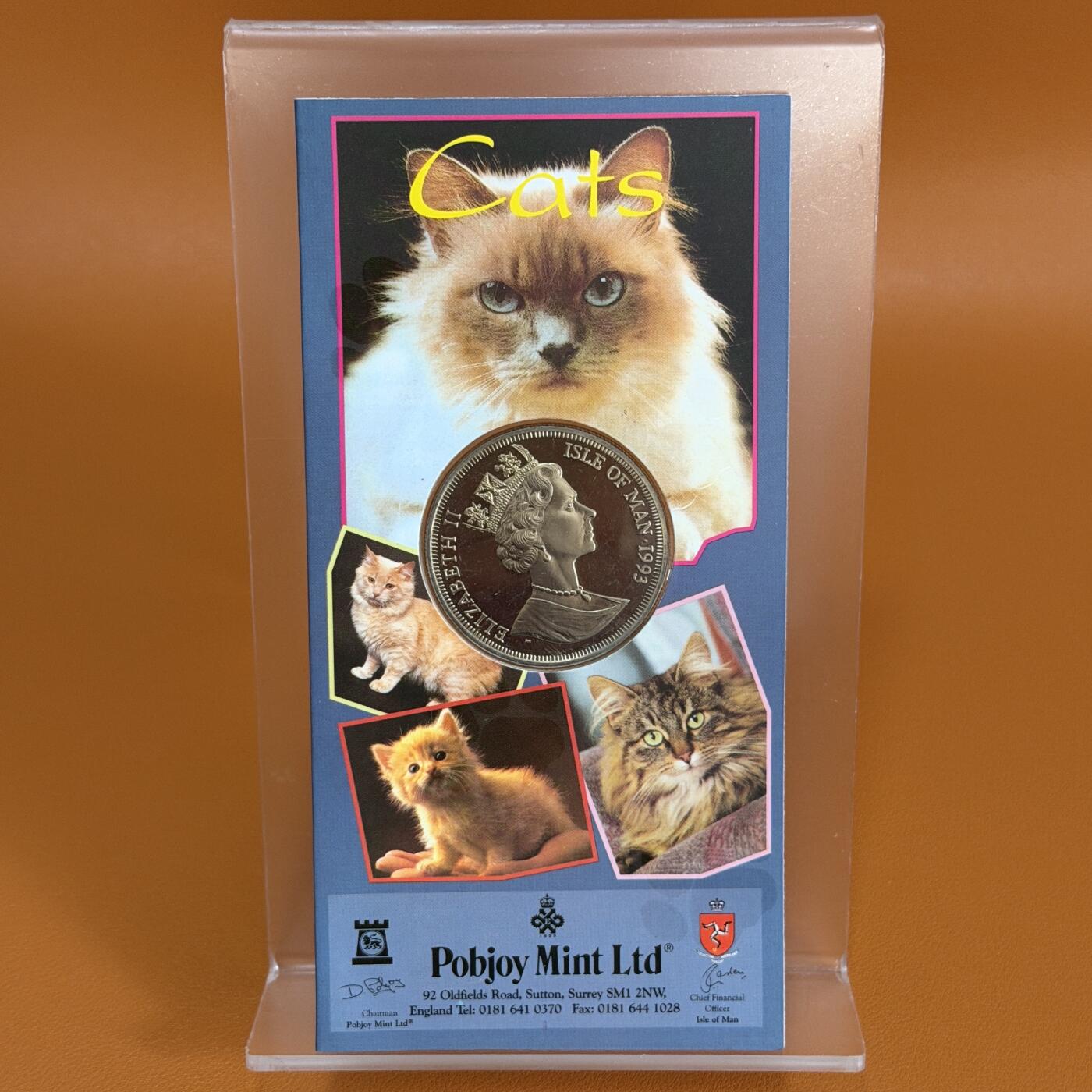 ＜星葵🌻钱币社＞硬币场·第71期·3月10日发货 马恩岛1993年缅因猫卡装1克朗纪念币