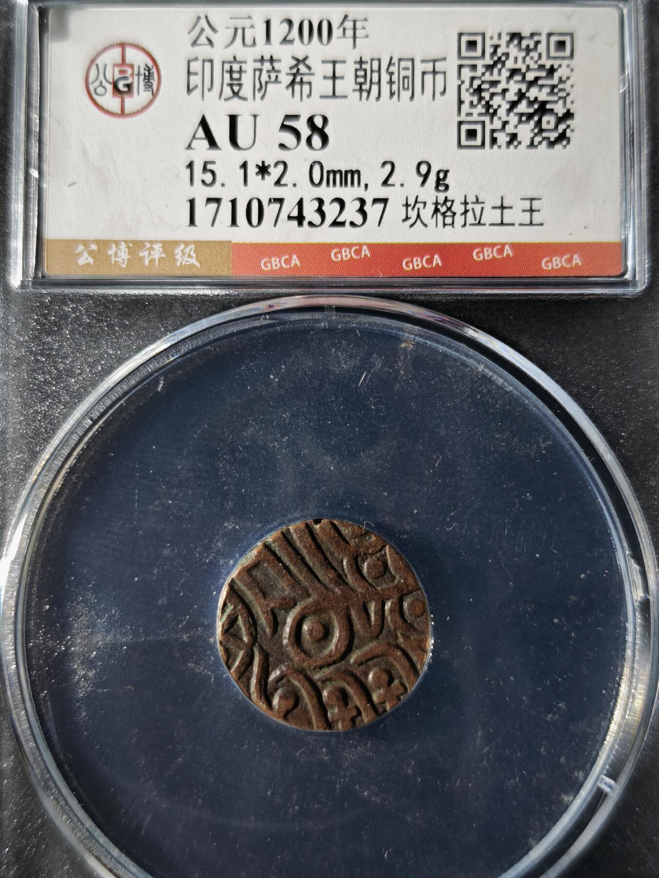 119期新疆红钱粟特钱币丝路钱币专场 印度萨希王朝铜币