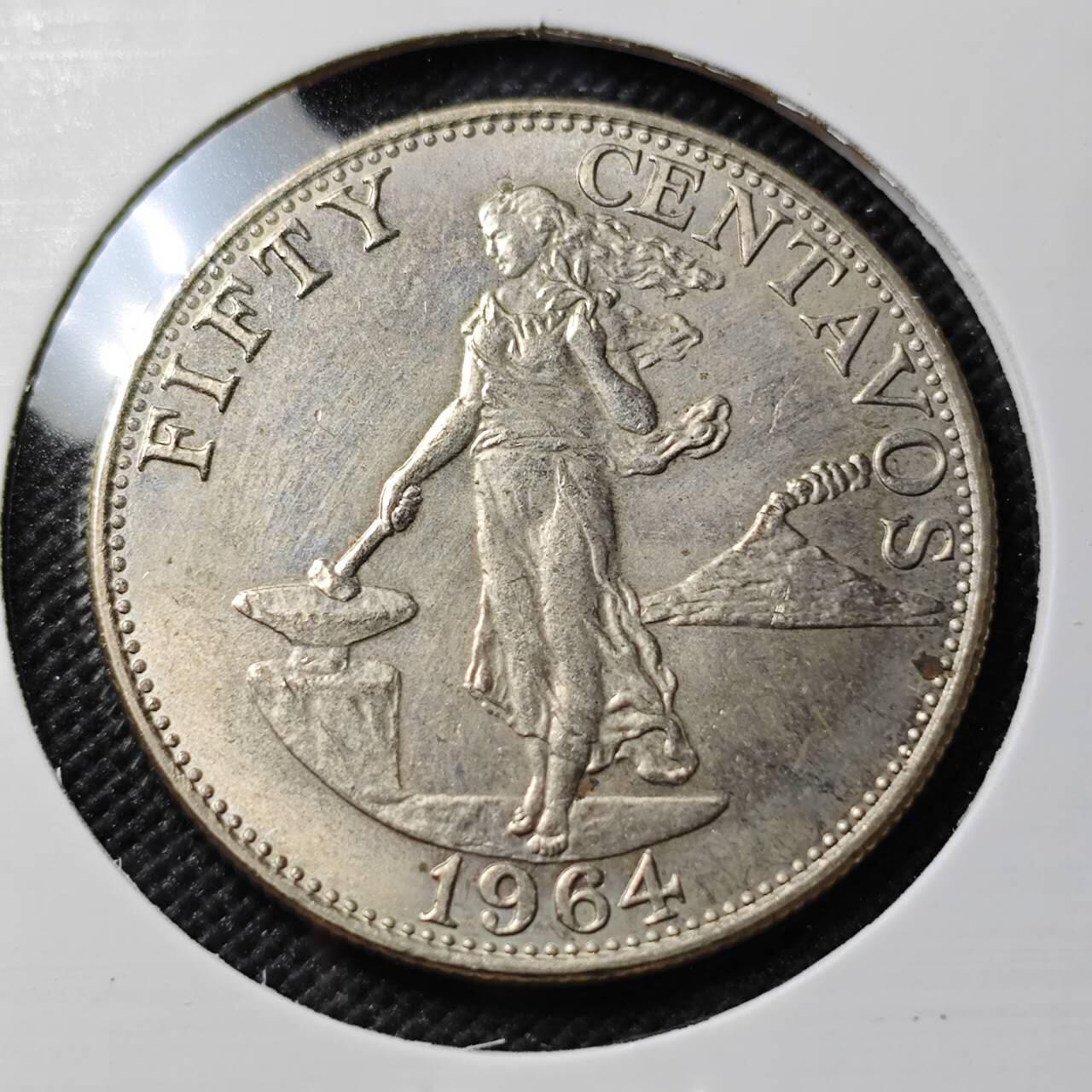 KK钱币收藏小铺   第403期 2月预留时间 周末发货 1964菲律宾50分 打铁女神 好品