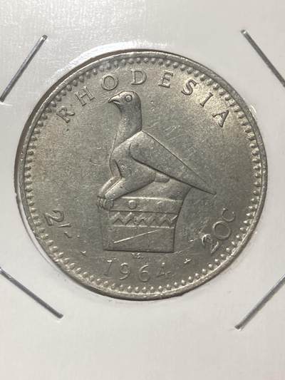 2026年第三十四场(总第二百零三场）外国精品纸夹币场(免佣金) - 英属罗德西亚1964年20分(伊丽莎白二世中年花冠)