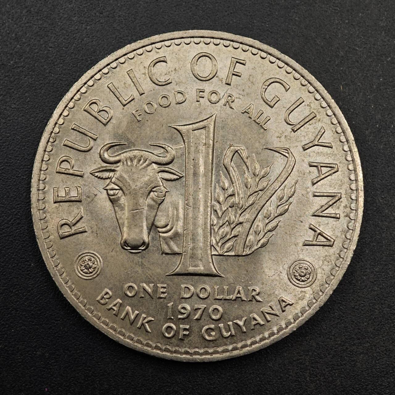 【淘币小摊】实时拍第八百七十七拍   散币场    每周一统一发货 圭亚那1970年1元fao纪念币