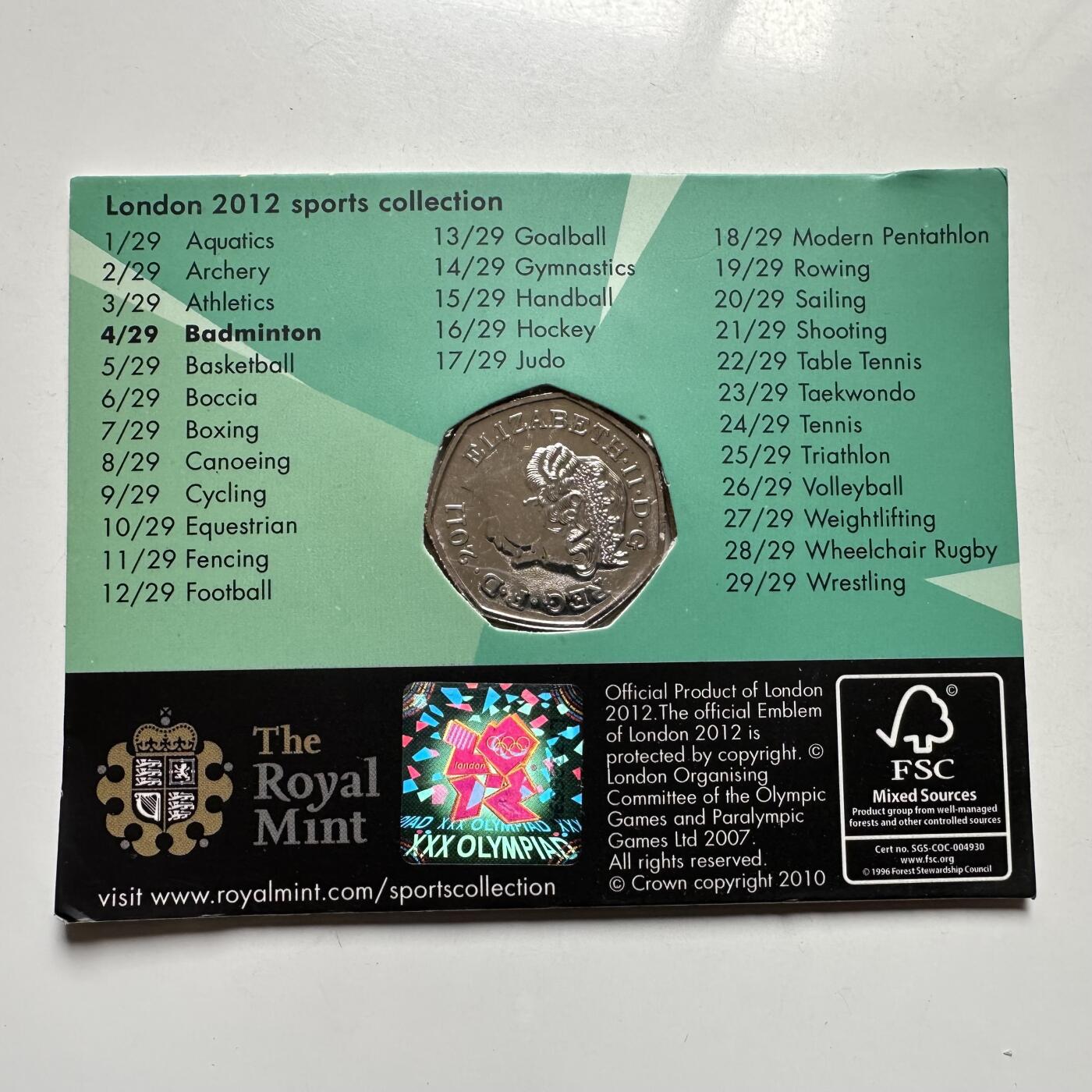 🌹外币初藏🌹🐯2026年第26场  各国纪念币专场 每周二四六晚8️⃣点 接代拍 英国2011年伦敦奥运会 羽毛球50便士纪念币