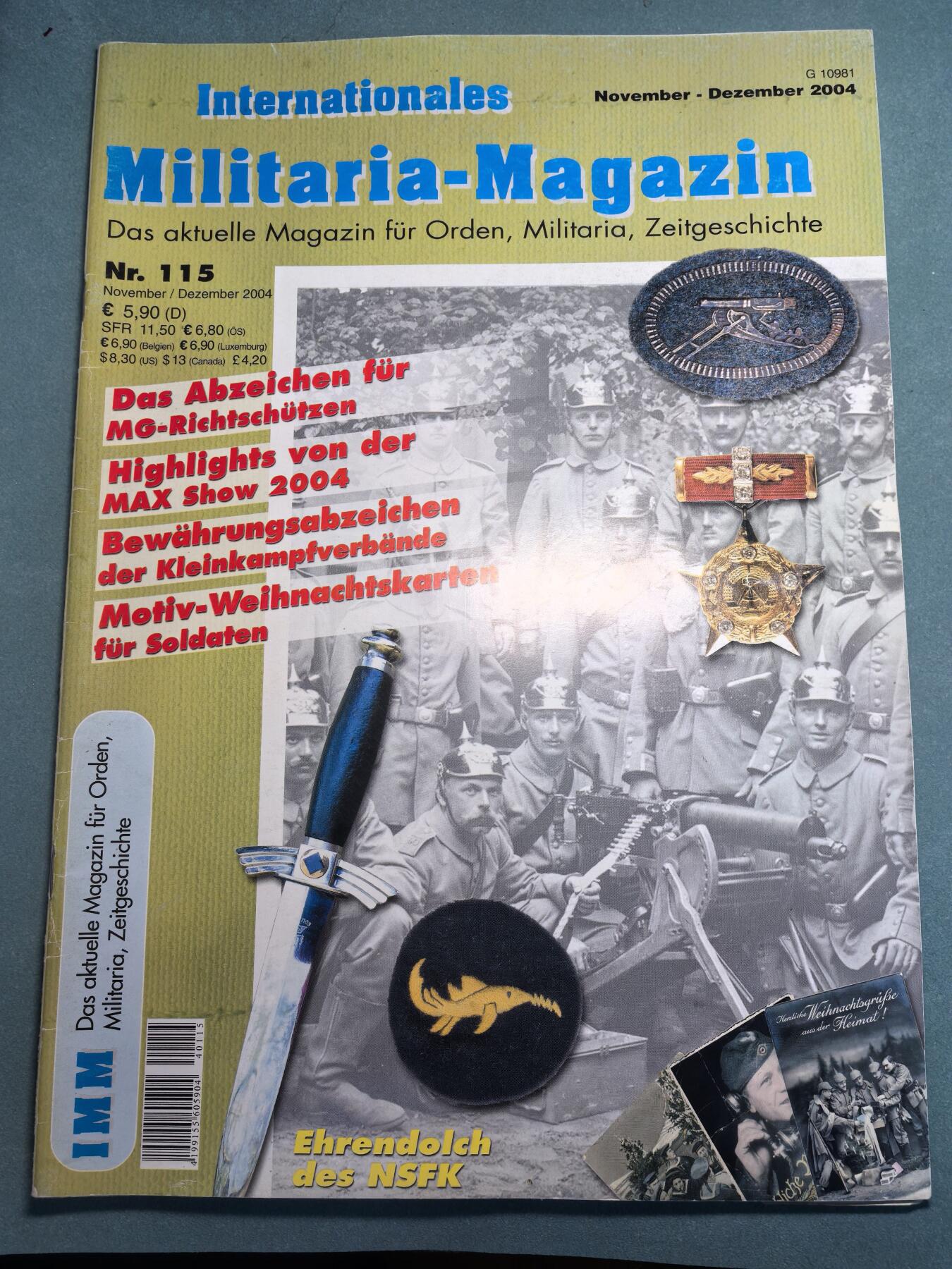 盛世勋华——号角文化勋章邮票专场拍卖第308期 德国出版 Militaria-Magazin杂志 2004年11/12月刊总第115期 58页