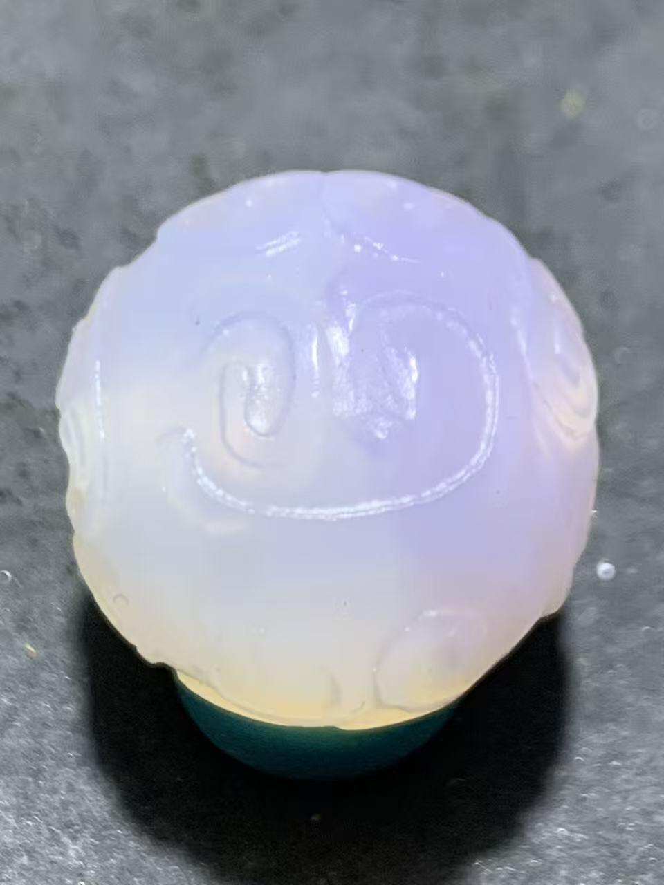 稀有紫罗兰高冰荧光润料玛瑙随形回纹珠一颗，