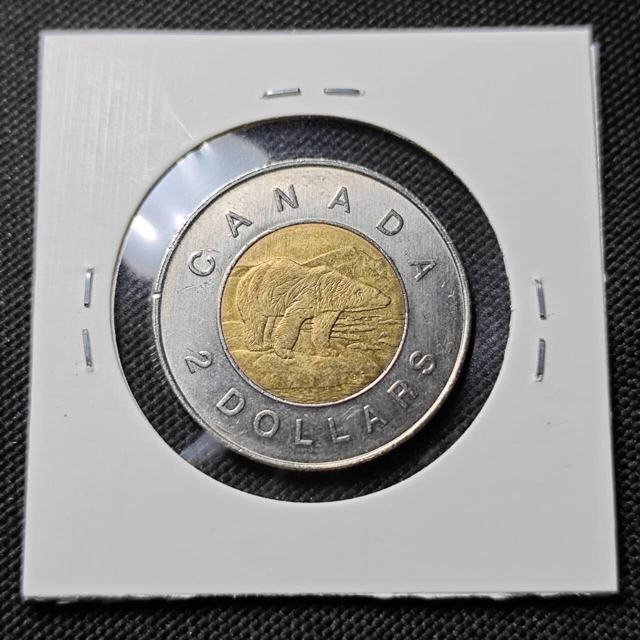 KK钱币收藏小铺   第403期 2月预留时间 周末发货  1996加拿大2元 好品