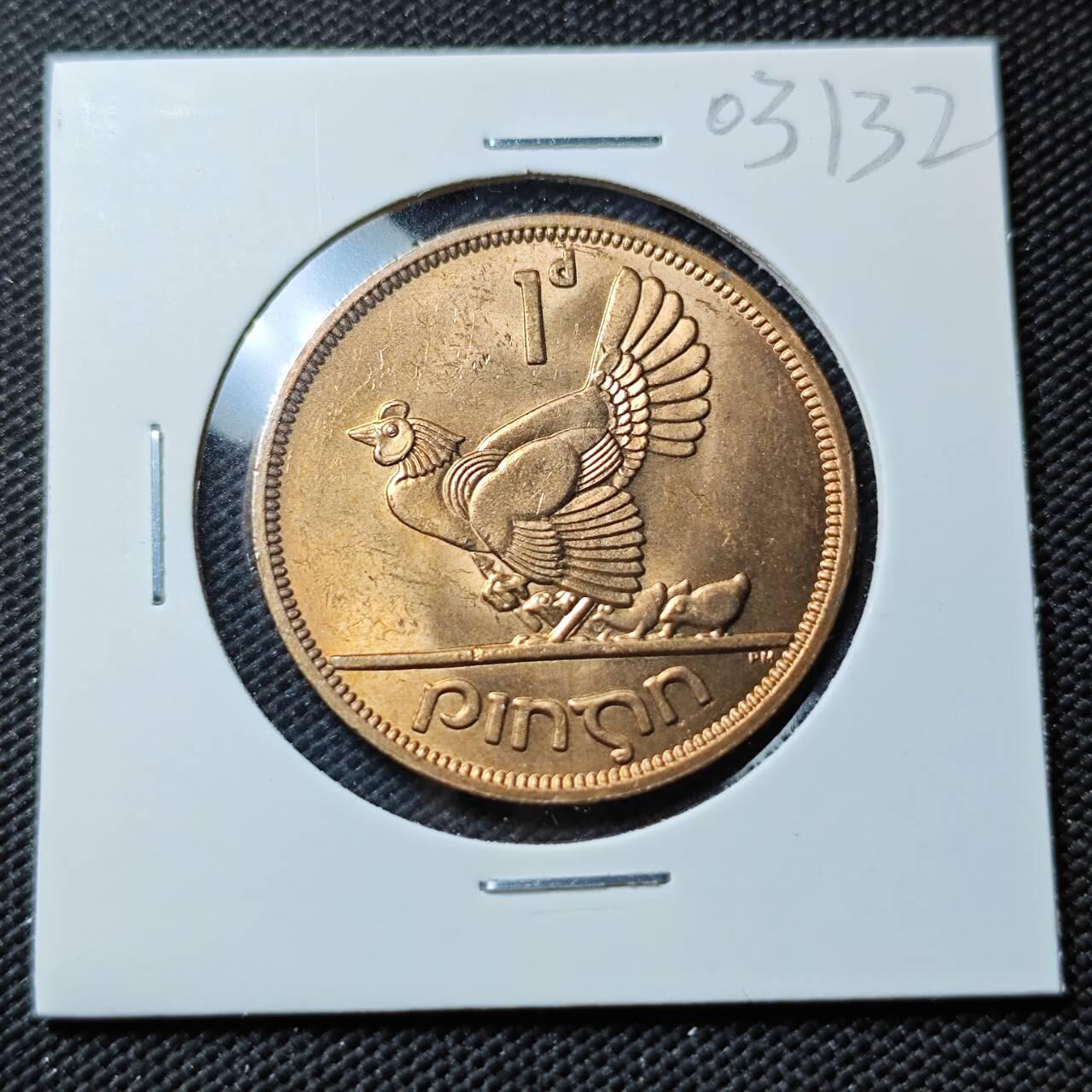 KK钱币收藏小铺   第403期 2月预留时间 周末发货  爱尔兰1便士 母鸡铜币 好品