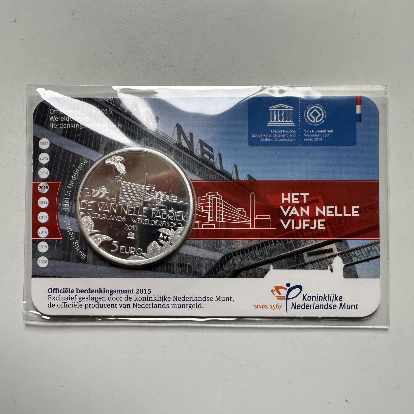 🌹外币初藏🌹🐯2026年第26场  各国纪念币专场 每周二四六晚8️⃣点 接代拍 荷兰2015年范内勒工厂5欧元镀银纪念币，直径33mm，重10.5g