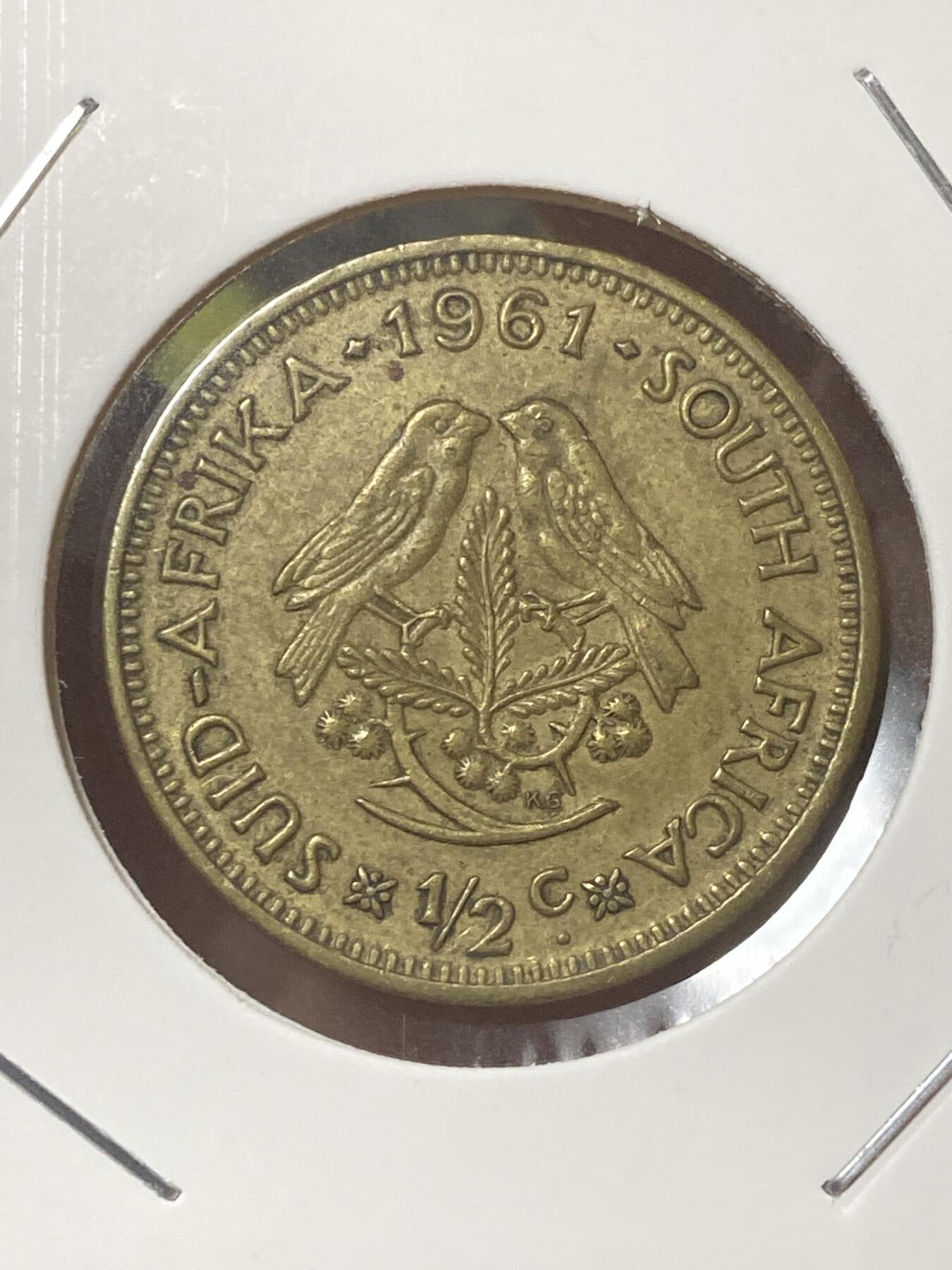 2026年第三十四场(总第二百零三场）外国精品纸夹币场(免佣金) 南非🇿🇦1961年1/2分(独立后首套流通硬币)