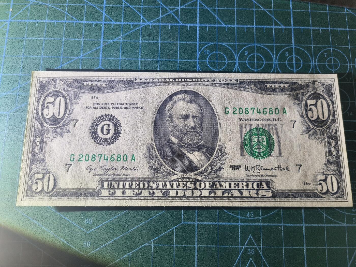 世界靓号纸钞第八十二期 1977年日本50美元 小头美元 品相如图