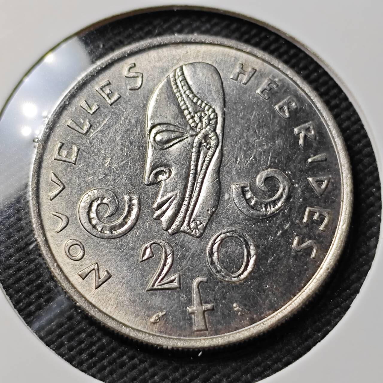 KK钱币收藏小铺   第402期 2月预留时间 周末发货  1967法属赫布里底20法郎