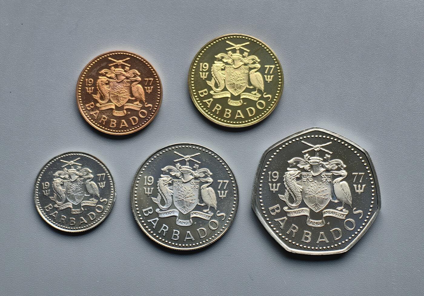《崇甫堂》—外币小精品专场⑨ 巴巴多斯1977年精制币五枚组 KM#13FM(P)