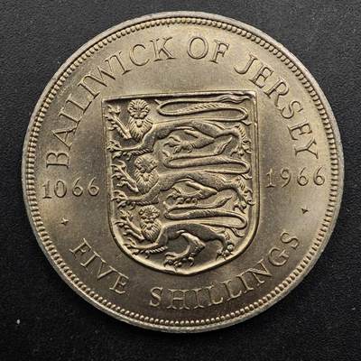  【淘币小摊】限时拍第八百七十九拍   克朗币邮币封场    每周一统一发货 - 泽西岛1966年5先令纪念币