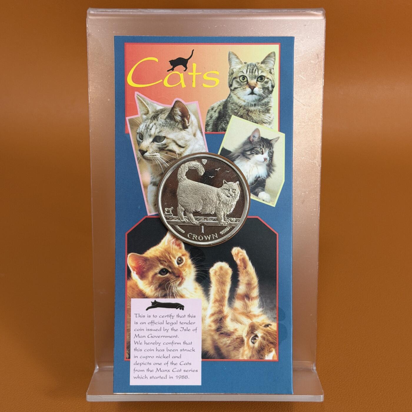 ＜星葵🌻钱币社＞硬币场·第71期·3月10日发货 马恩岛1998年伯曼猫卡装1克朗纪念币