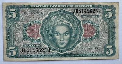 2026第4场（总第231期）：精品测试钞、外钞综合场  - 美国1965年越战时期5美元军票（旧品如图）