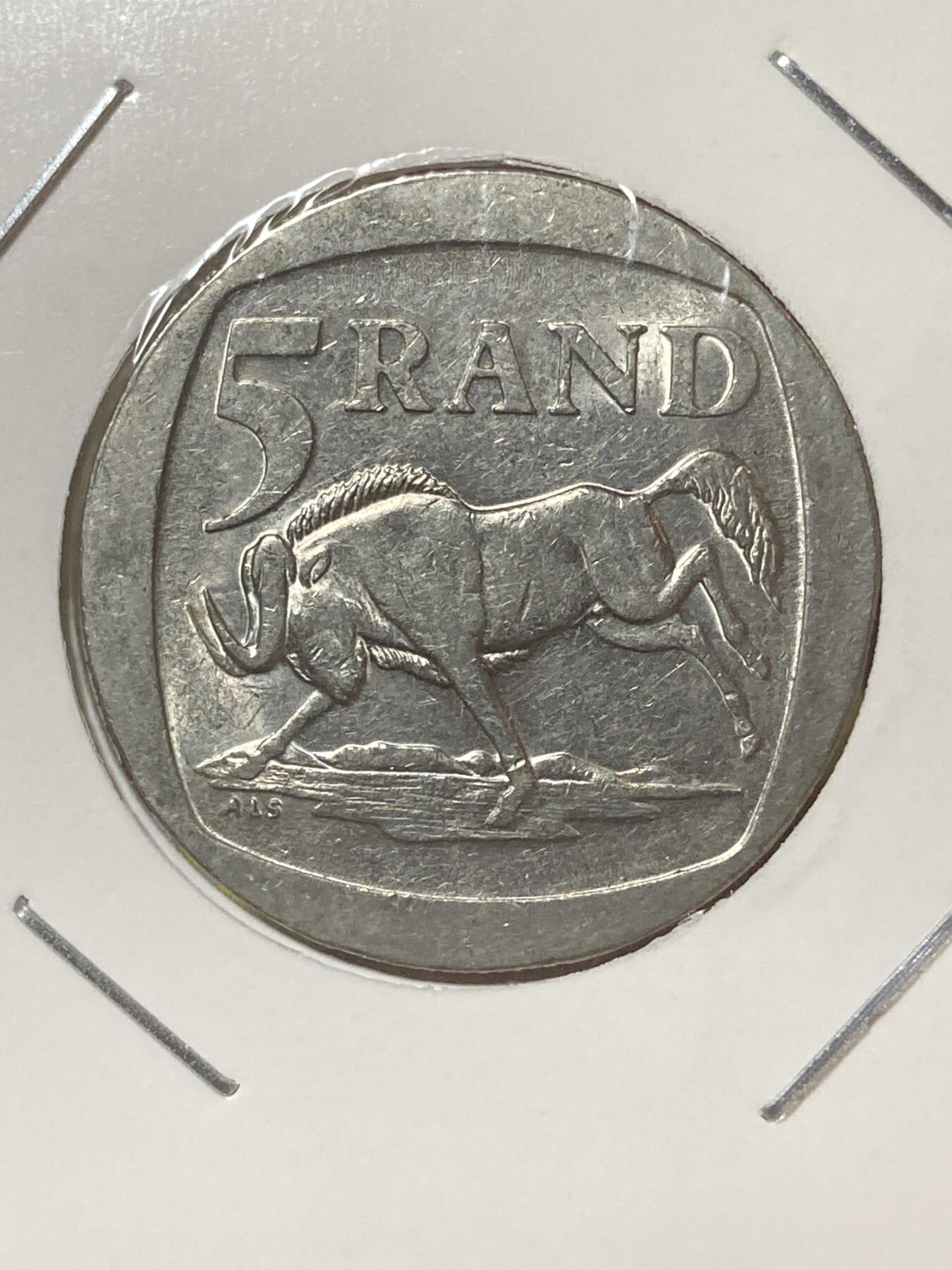 2026年第三十四场(总第二百零三场）外国精品纸夹币场(免佣金) 南非🇿🇦1994年5兰特(独立后第八套流通硬币最大面值，首发年仅发行2年)