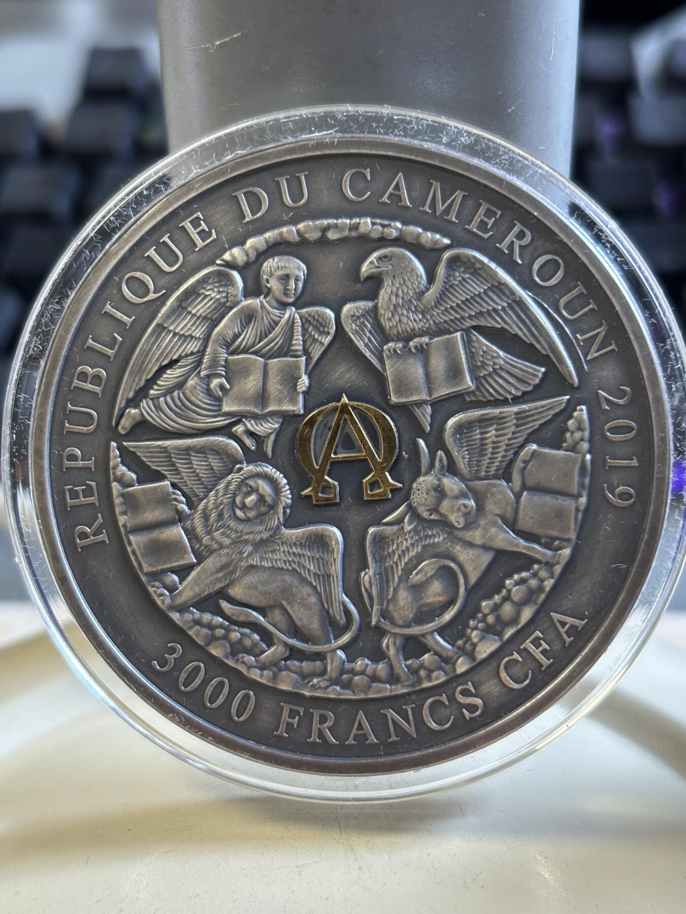 第192期拍卖 喀麦隆2019年启示录系列1天启四骑士仿古3盎司银币，999银，发行500枚