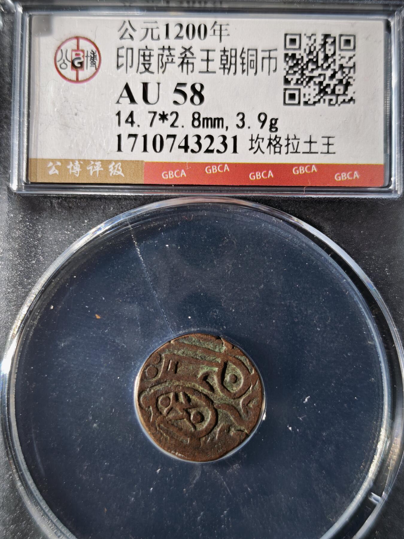 119期新疆红钱粟特钱币丝路钱币专场 印度萨希王朝铜币